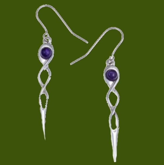 Image 0 of Celtic Twist Knot Amethyst Stylish Pewter Sheppard Hook Earrings