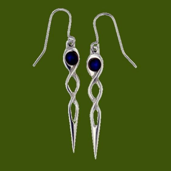 Image 0 of Celtic Twist Knot Lapis Lazuli Stylish Pewter Sheppard Hook Earrings