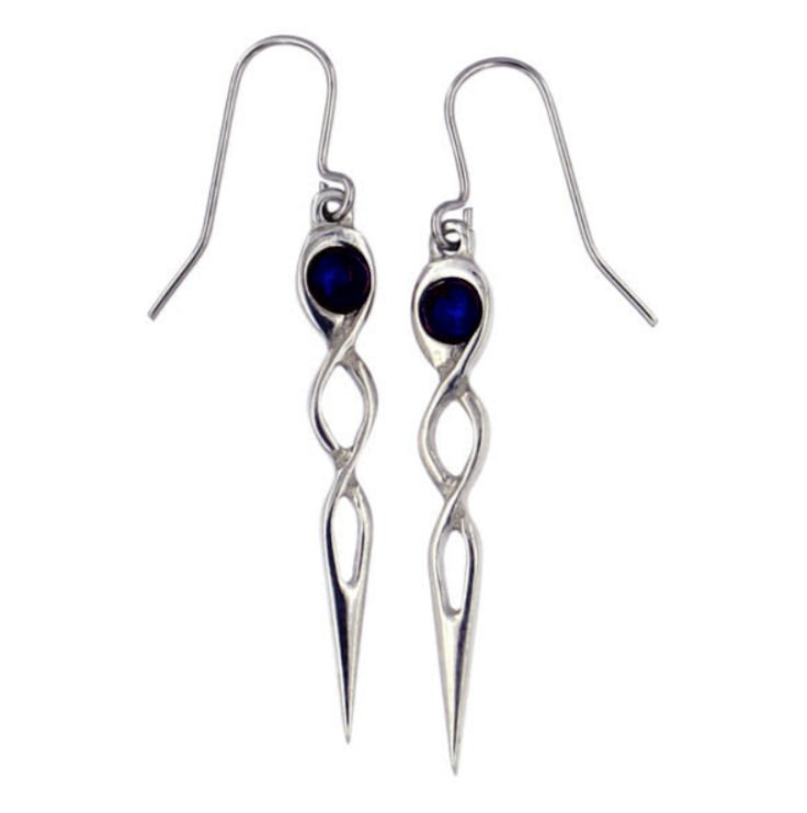 Image 1 of Celtic Twist Knot Lapis Lazuli Stylish Pewter Sheppard Hook Earrings