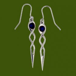 Celtic Twist Knot Lapis Lazuli Stylish Pewter Sheppard Hook Earrings