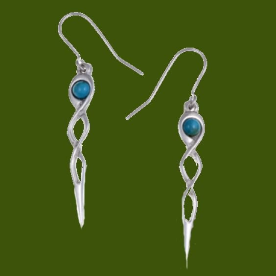Image 0 of Celtic Twist Knot Turquoise Stylish Pewter Sheppard Hook Earrings