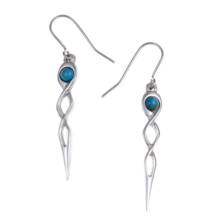 Image 1 of Celtic Twist Knot Turquoise Stylish Pewter Sheppard Hook Earrings