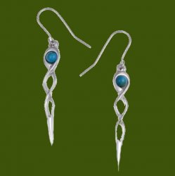 Celtic Twist Knot Turquoise Stylish Pewter Sheppard Hook Earrings