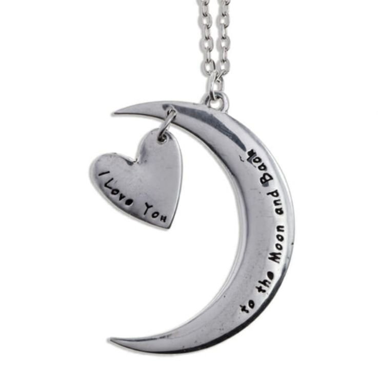 Image 1 of To The Moon And Back Love Themed Stylish Pewter Pendant