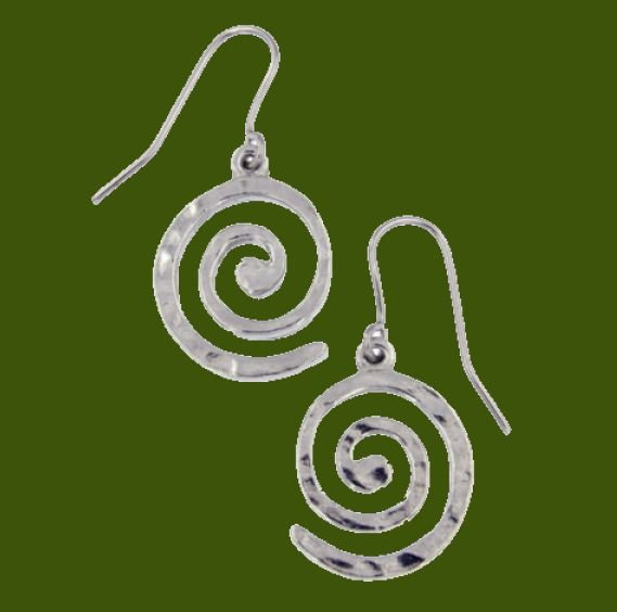 Image 0 of Spiral Beaten Drop Sheppard Hook Stylish Pewter Earrings