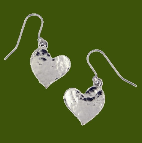 Image 0 of Heartbeat Hammered Drop Sheppard Hook Stylish Pewter Earrings