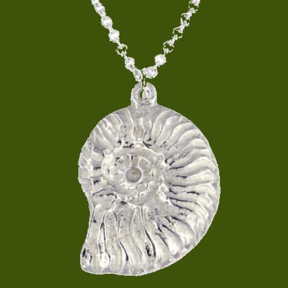 Image 2 of Ammonite Shell Blue Enamel Stylish Pewter Pendant
