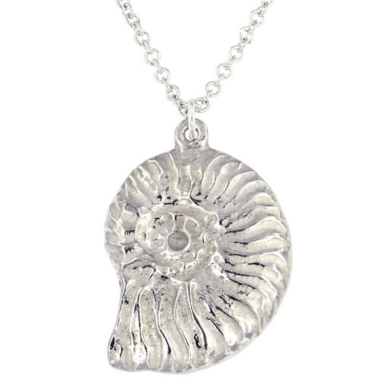 Image 3 of Ammonite Shell Blue Enamel Stylish Pewter Pendant