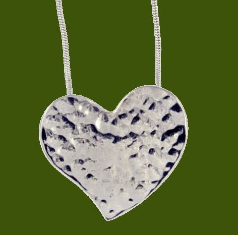 Image 0 of Heartbeat Hammered Heart Themed Small Stylish Pewter Pendant