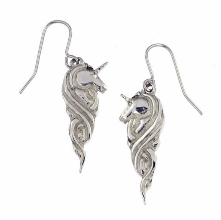 Image 1 of Unicorn Mystical Creature Themed Drop Sheppard Hook Stylish Pewter Earrings
