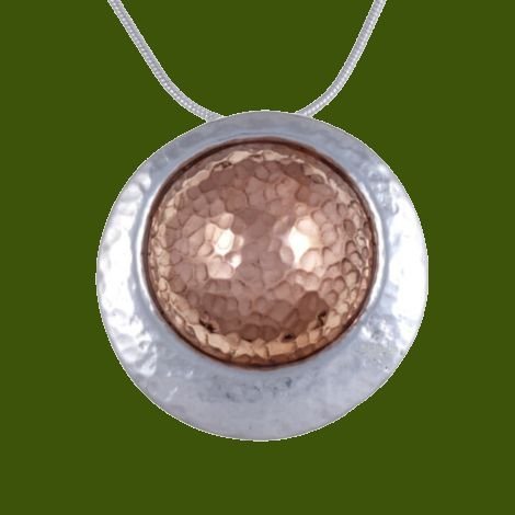Image 0 of Copper Disc Offset Hammered Round Stylish Pewter Pendant