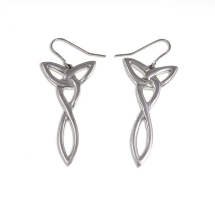 Image 1 of Celtic Love Open Knotwork Drop Sheppard Hook Stylish Pewter Earrings