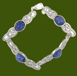 Celtic Open Knotwork Opal Glass Stone Silver Plated Bracelet