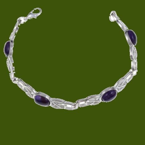 Image 0 of Celtic Open Knotwork Amethyst Silver Plated Bracelet