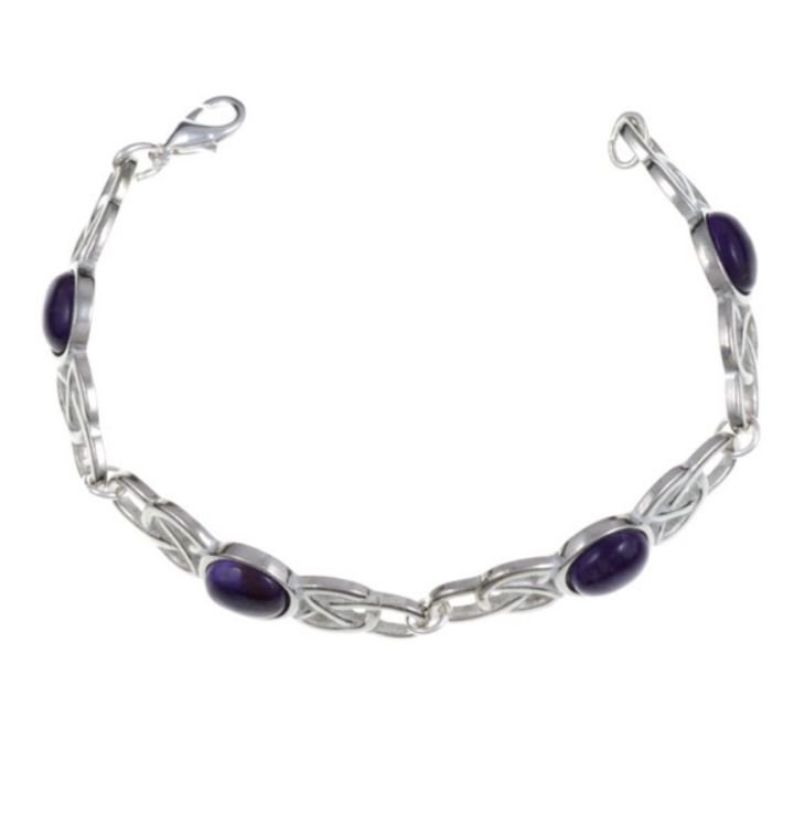 Image 1 of Celtic Open Knotwork Amethyst Silver Plated Bracelet