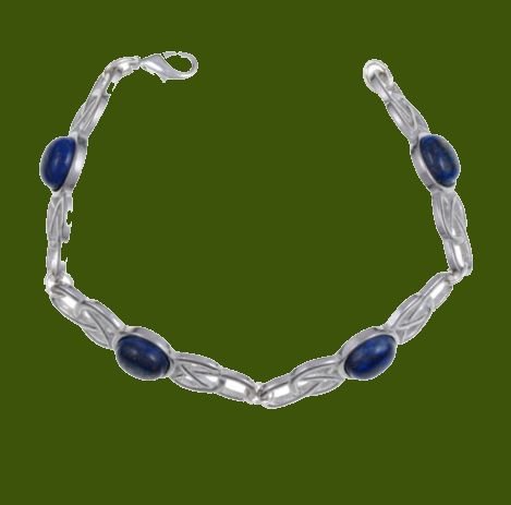 Image 0 of Celtic Open Knotwork Lapis Lazuli Silver Plated Bracelet