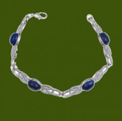 Celtic Open Knotwork Lapis Lazuli Silver Plated Bracelet