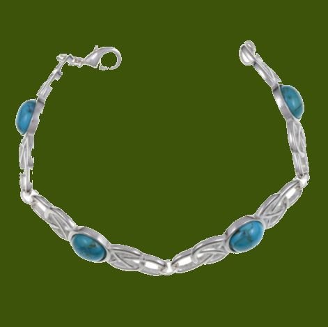Image 0 of Celtic Open Knotwork Turquoise Silver Plated Bracelet