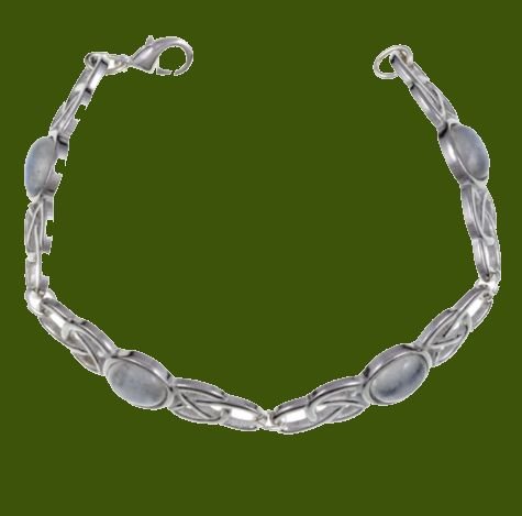 Image 0 of Celtic Open Knotwork Rainbow Moonstone Silver Plated Bracelet