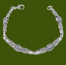 Celtic Open Knotwork Rainbow Moonstone Silver Plated Bracelet