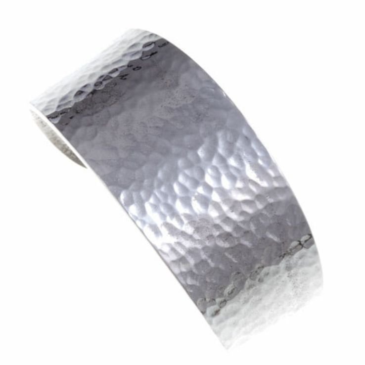 Image 1 of Salsa Hammered Beaten Tapered Cuff Stylish Pewter Bangle