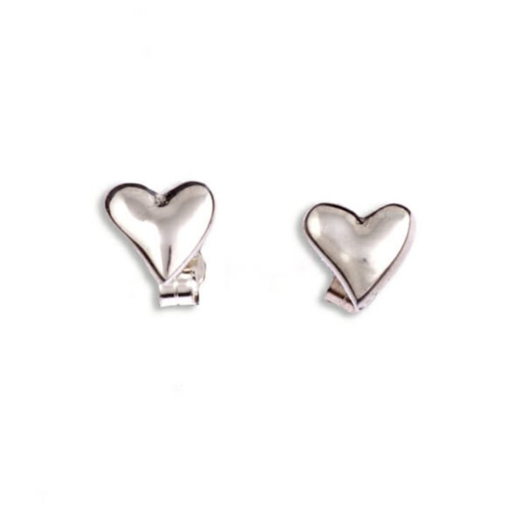 Image 1 of Heartbeat Polished Love Themed Tiny Stud Stylish Pewter Earrings