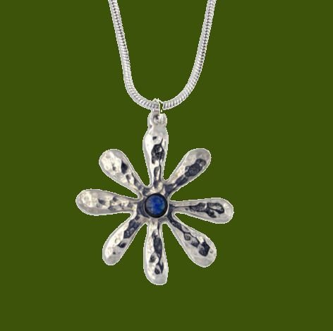 Image 0 of Dahlia Flower Opal Glass Stone Small Stylish Pewter Pendant