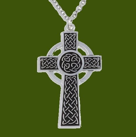 Image 0 of St Piran Celtic Cross Knotwork Large Stylish Pewter Pendant