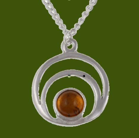 Image 0 of Centric Circles Amber Small Stylish Pewter Pendant