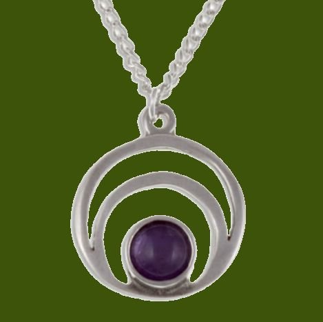 Image 0 of Centric Circles Amethyst Small Stylish Pewter Pendant