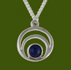 Centric Circles Lapis Lazuli Small Stylish Pewter Pendant