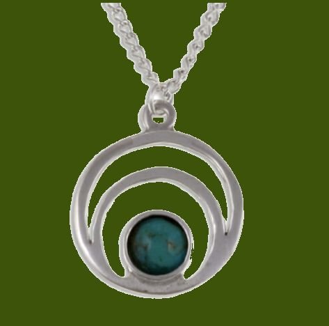 Image 0 of Centric Circles Turquoise Small Stylish Pewter Pendant
