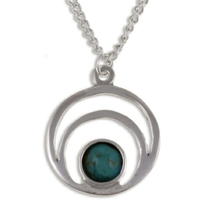 Image 1 of Centric Circles Turquoise Small Stylish Pewter Pendant