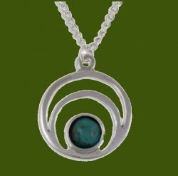 Centric Circles Turquoise Small Stylish Pewter Pendant