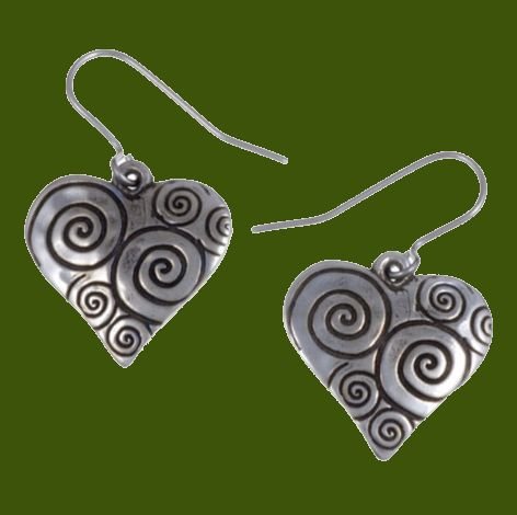 Image 0 of Swirls Heart Beaten Sheppard Hook Stylish Pewter Earrings