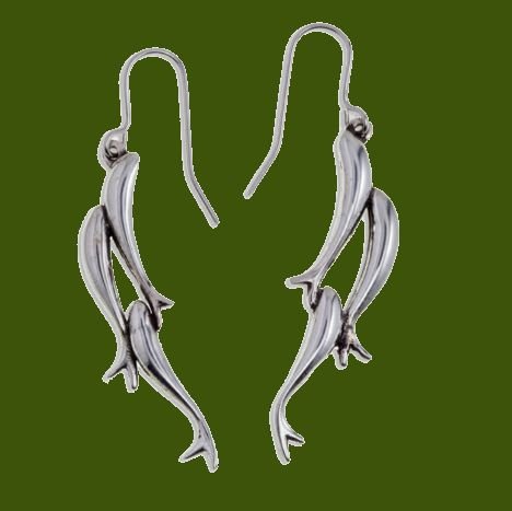 Image 0 of Shoal Of Fish Marine Creature Drop Sheppard Hook Stylish Pewter Earrings