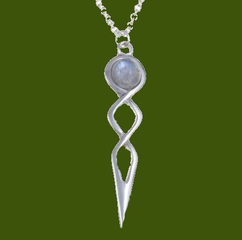 Image 0 of Celtic Twist Knot Rainbow Moonstone Stylish Pewter Pendant