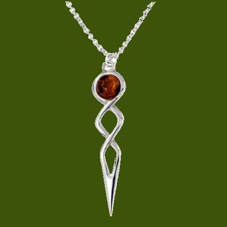 Image 0 of Celtic Twist Knot Amber Stylish Pewter Pendant