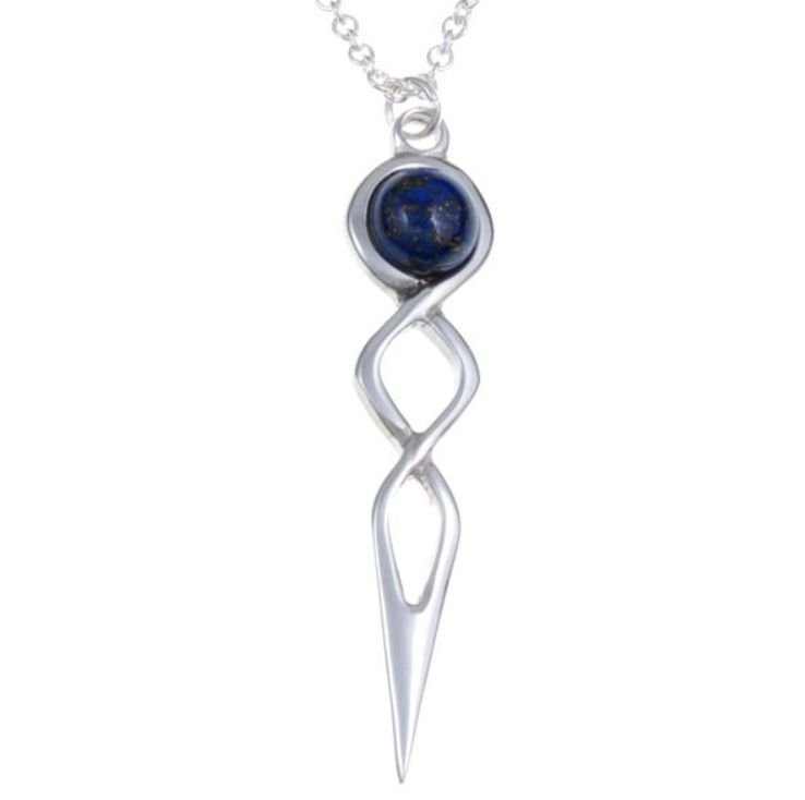 Image 1 of Celtic Twist Knot Lapis Lazuli Stylish Pewter Pendant