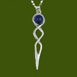 Celtic Twist Knot Lapis Lazuli Stylish Pewter Pendant