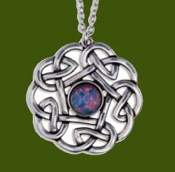 Celtic Pentagon Open Knotwork Opal Glass Stone Stylish Pewter Pendant