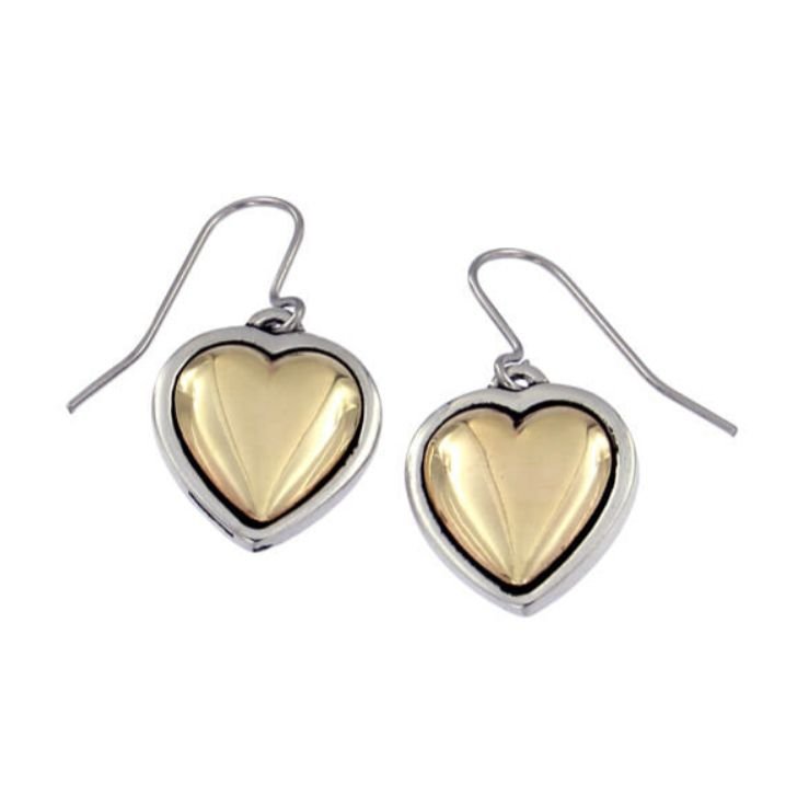 Image 1 of Copper Puff Love Heart Sheppard Hook Stylish Pewter Earrings