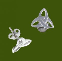 Celtic Trefoil Open Knotwork Small Stylish Pewter Stud Earrings