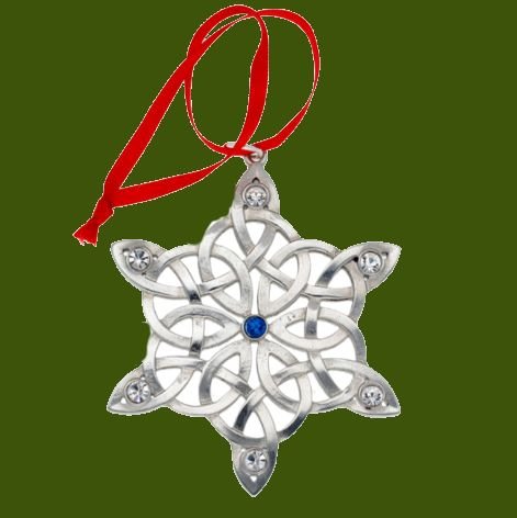 Image 0 of Celtic Snowflake Crystal Stylish Pewter Tree Ornament Decoration