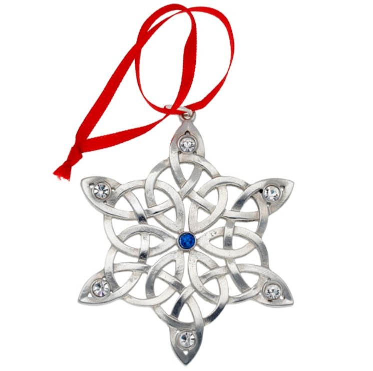 Image 1 of Celtic Snowflake Crystal Stylish Pewter Tree Ornament Decoration