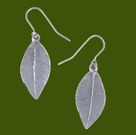 Image 0 of Leaf Textured Drop Sheppard Hook Stylish Pewter Earrings