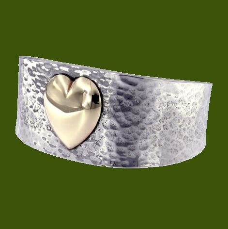 Image 0 of Copper Heart Beaten Tapered Cuff Stylish Pewter Bangle