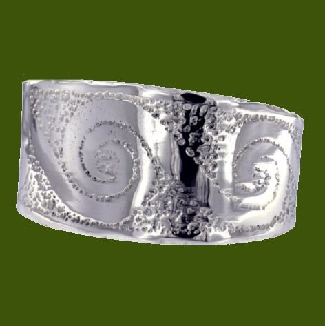 Image 0 of Spirals Engraved Hammered Beaten Tapered Cuff Stylish Pewter Bangle