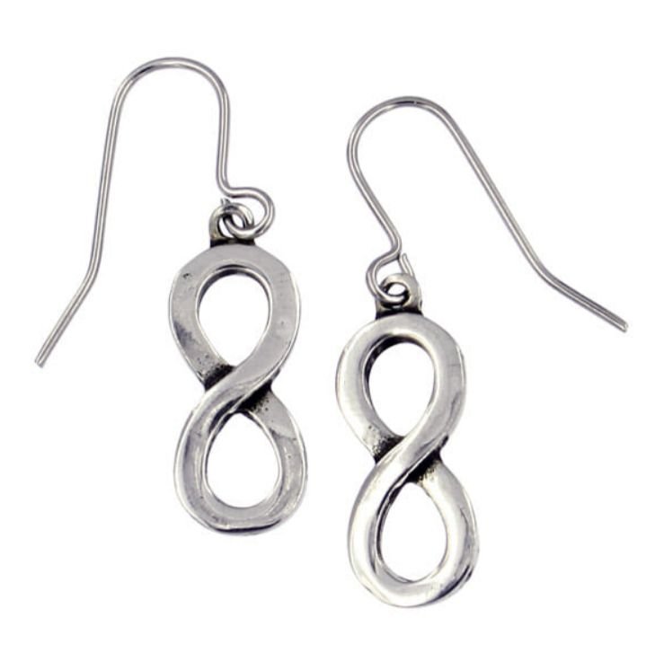 Image 1 of Infinity Knot Sheppard Hook Stylish Pewter Earrings
