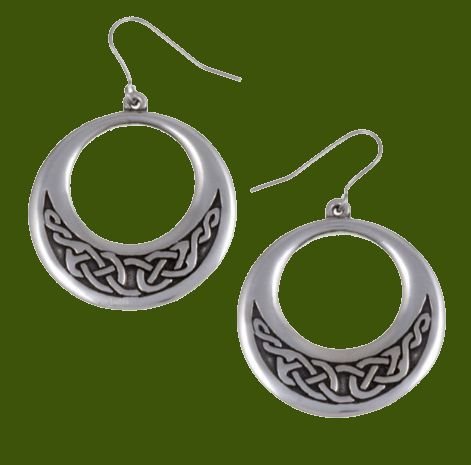 Image 0 of Creole Celtic Open Knotwork Hoop Stylish Pewter Sheppard Hook Earrings